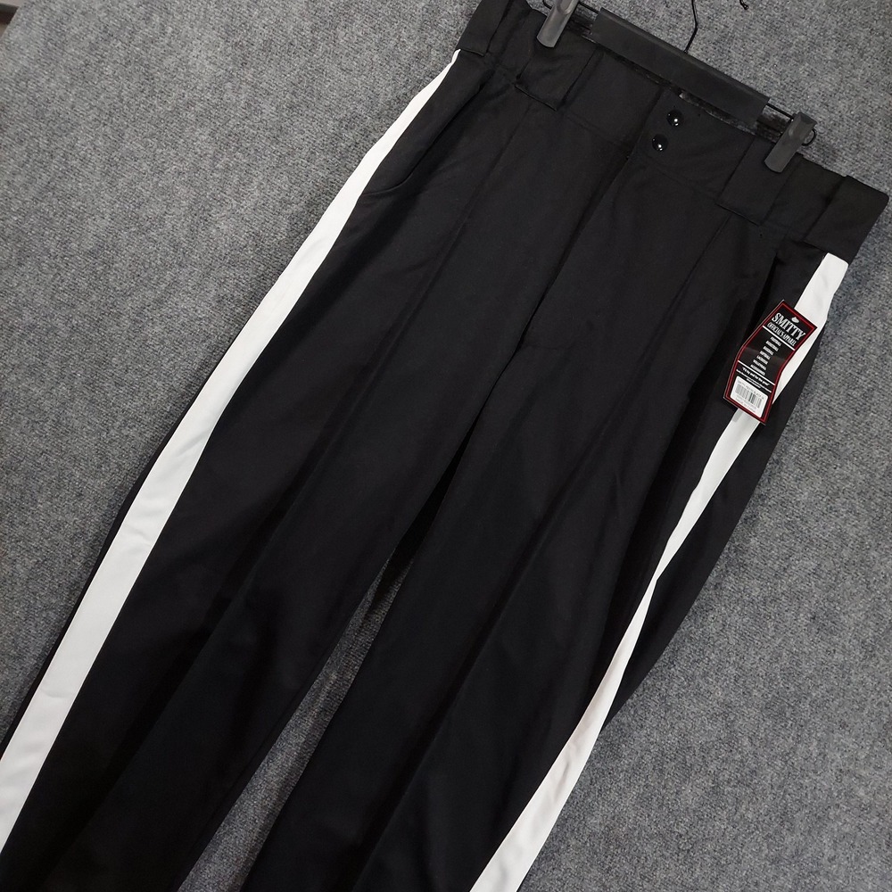 Smitty Dress Pants Mens 36x36 Black Side Stripe Referee Umpire Microfiber Sports
